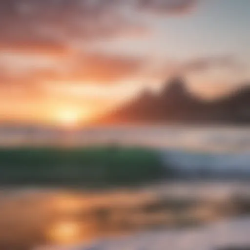 Vibrant sunset over the surf at Ipanema Beach