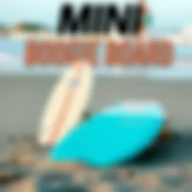 Comparison of Mini and Traditional Boogie Boards A side-by-side comparison of a mini boogie board and a traditional boogie board on the sand