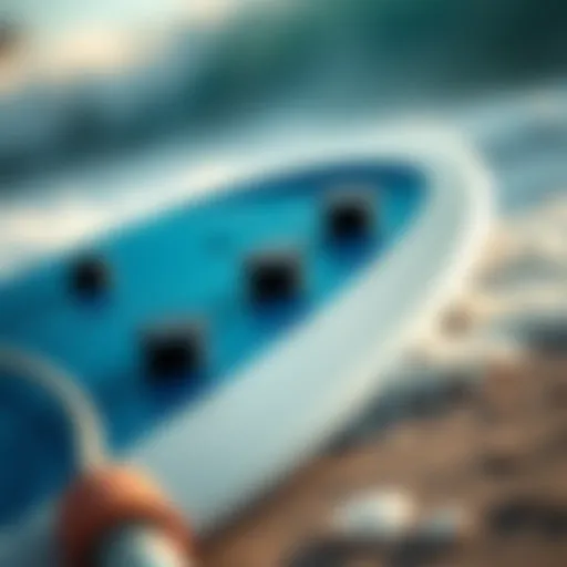 A close-up view of a mini boogie board showcasing its unique design features