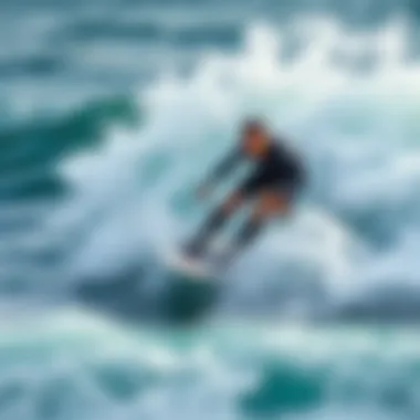 Usability of Mini Boogie Boards in Surfing A surfer riding a wave with a mini boogie board, illustrating its usability in action