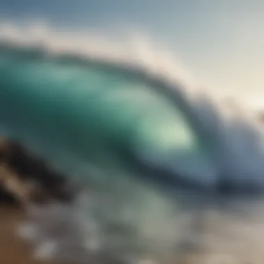 The Rhythm of Nature's Power Close-up of ocean waves crashing against rocks