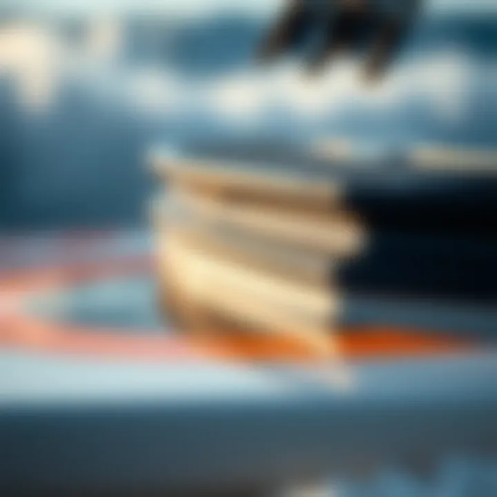 Close-up of the Rocket wakesurf board's innovative features