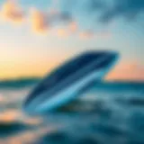 A sleek design of the Rocket wakesurf board showcased against a vibrant background