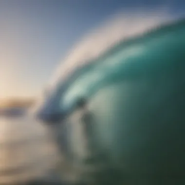 Surfers enjoying a perfectly shaped wave in a surf park