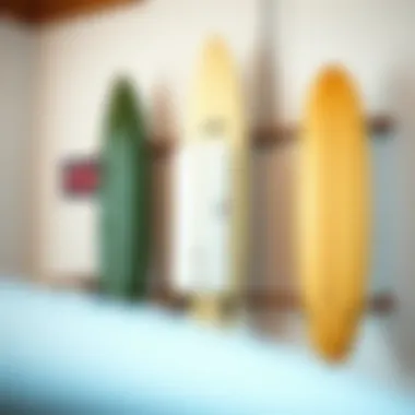 Surfboards elegantly displayed on a stylish wall mounted rack