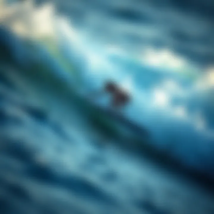 A sleek RC surfer gliding over waves