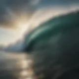 A stunning wave crashing against a rocky shore