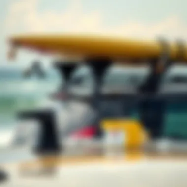 Surfboards secured on the Thule roof rack during transport