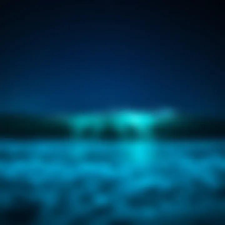 Stunning view of bioluminescent waves at Vaadhoo Island under a starry sky