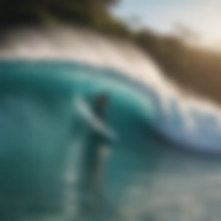 Surfers riding the powerful waves at Waimea Bay