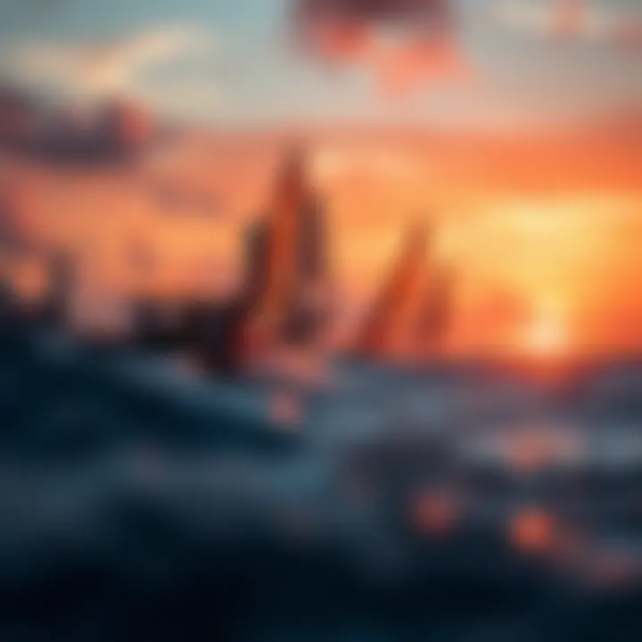 A vibrant sunset view from a popular windsurfing spot in Miami