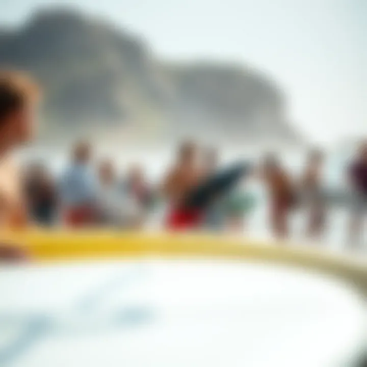 A vibrant surf culture gathering at the beach