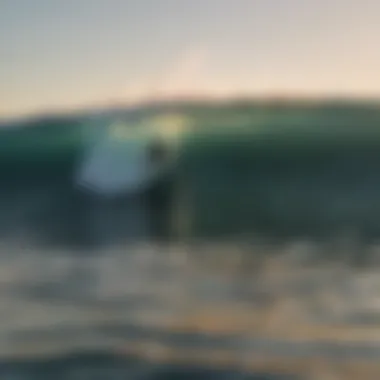 Surfer catching a perfect wave at sunrise