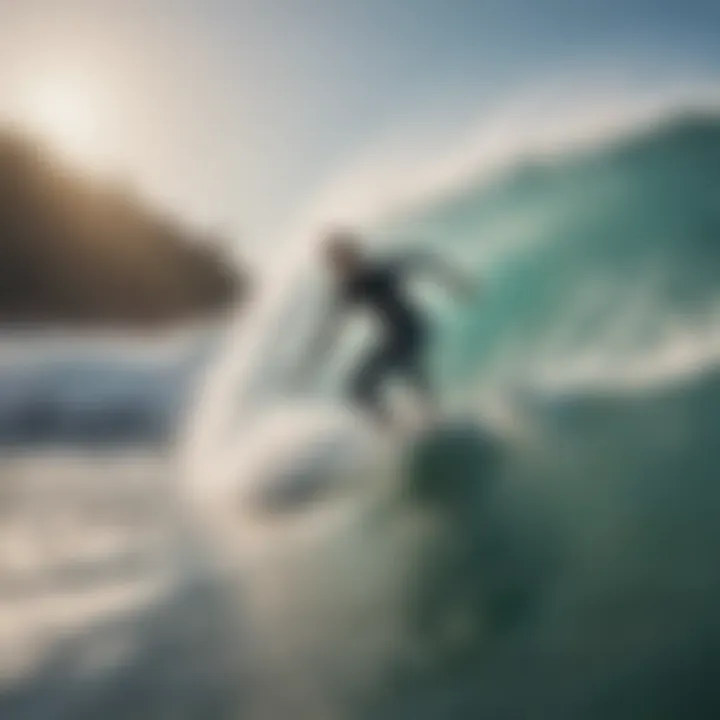 Surfer demonstrating the impact of fin configuration on performance