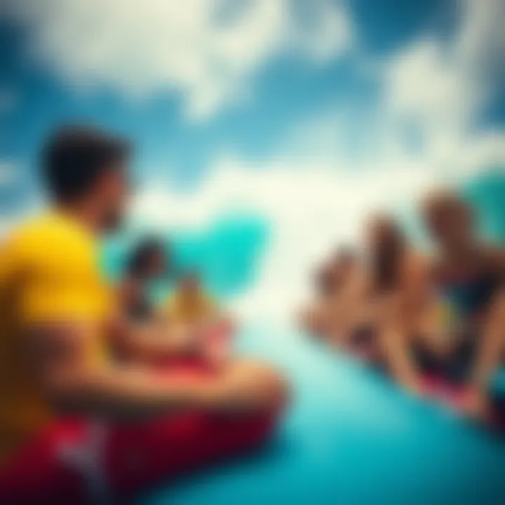 The Heart of the Flowrider Community A vibrant flowrider community engaging in a joyful atmosphere