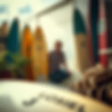 Gerry Lopez surrounded by surfboards and nature