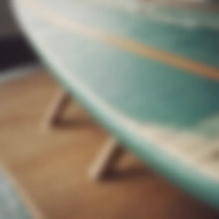 Close-up of a surfboard rack made from eco-friendly materials