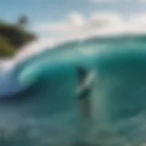 Surfer riding a wave at Kailua Beach