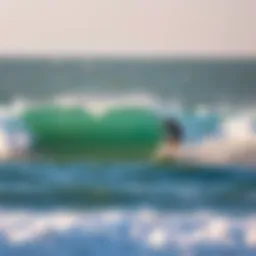 Dynamic kite surfing action on the ocean