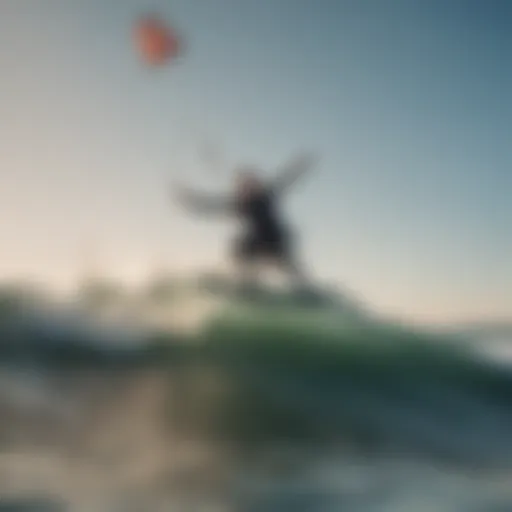 A kite surfer gliding across the water in Michigan