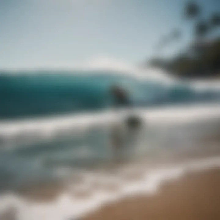 Local surfers discussing techniques on the beach