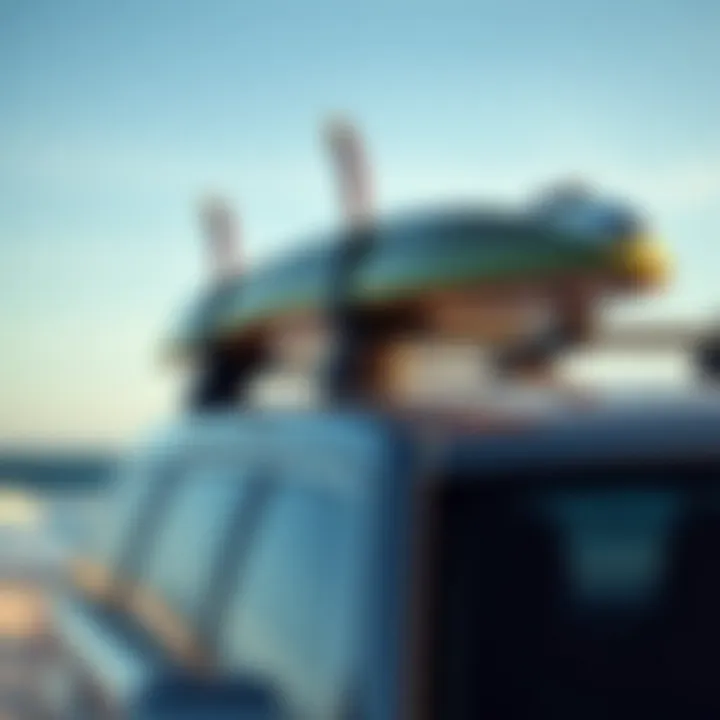 Installation of a locking surfboard rack on a vehicle rooftop