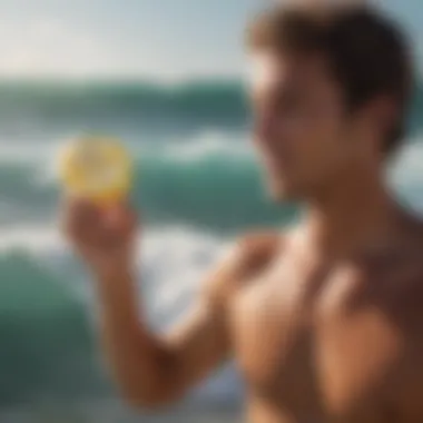 Surfer applying Manda Organic SPF 50 Sun Paste before hitting the waves