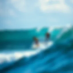 A stunning view of surfers riding the waves in Puerto Rico