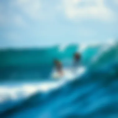 A stunning view of surfers riding the waves in Puerto Rico