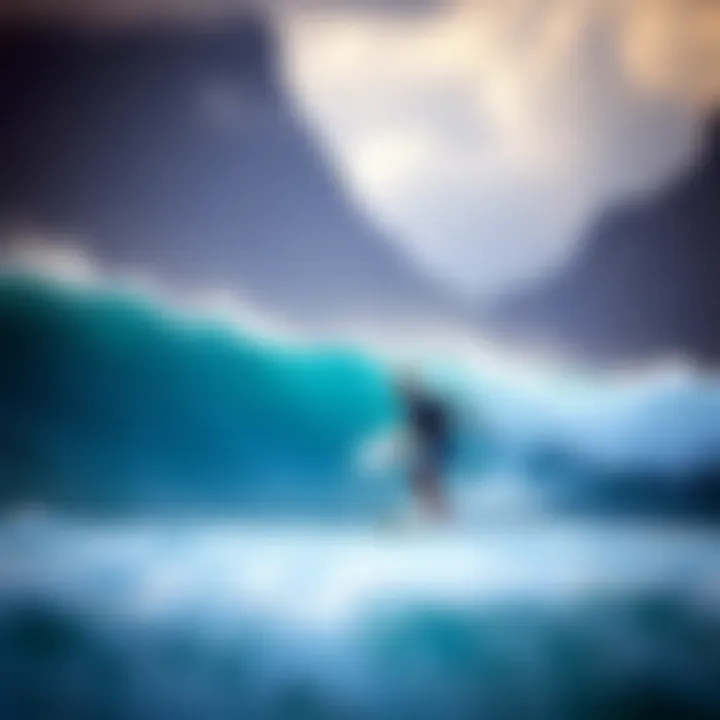 A scenic view of a surfer catching a wave at one of Maui's renowned beaches