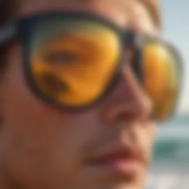 Advanced UV Protection in Surf Eyewear Close-up of UV protection lens technology