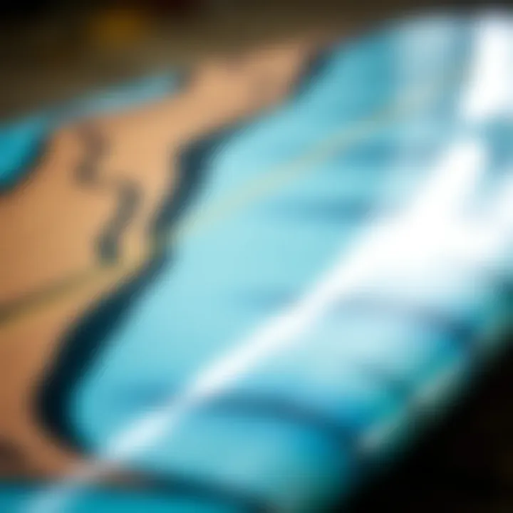 Close-up view of the innovative materials used in the construction of the Morey Mach 9 surfboard