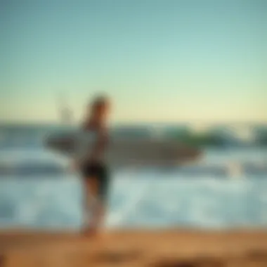 A serene beach scene illustrating the cultural significance of surfing and the Morey Mach 9's place within it