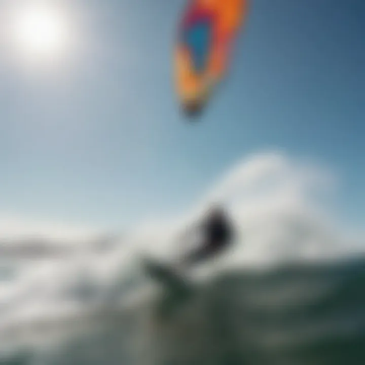 Action shot of kitesurfing with Naish foil kite in dynamic conditions