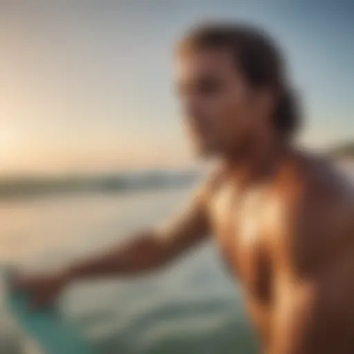 Surfer applying sunscreen before hitting the waves