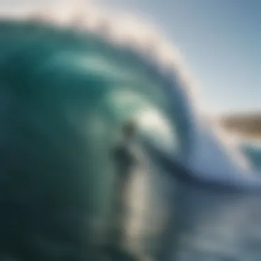 A surfer riding a massive wave at North Shore