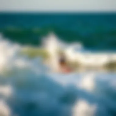 Navigating the Waves at Ocean Beach A kitesurfer navigating through the challenging winds and waters off Ocean Beach