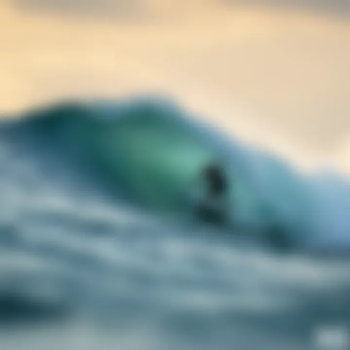 Close-up of a surfer riding a wave