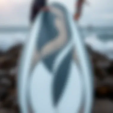 Unique Graphic Design of Odysea Surfboard Close-up of Odysea surfboard design highlighting its unique graphics