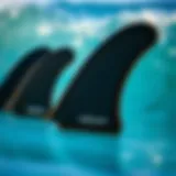 Innovative Design of Odysea Surfboard Fins Close-up view of Odysea surfboard fins showcasing their innovative design
