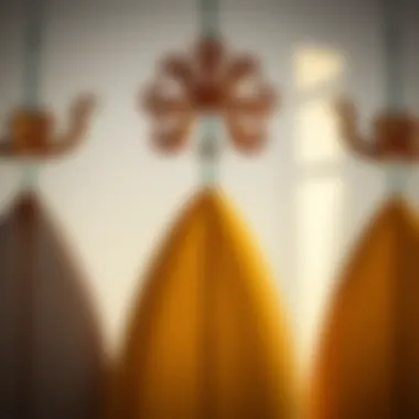Close-up of a surfboard hanger with a decorative touch