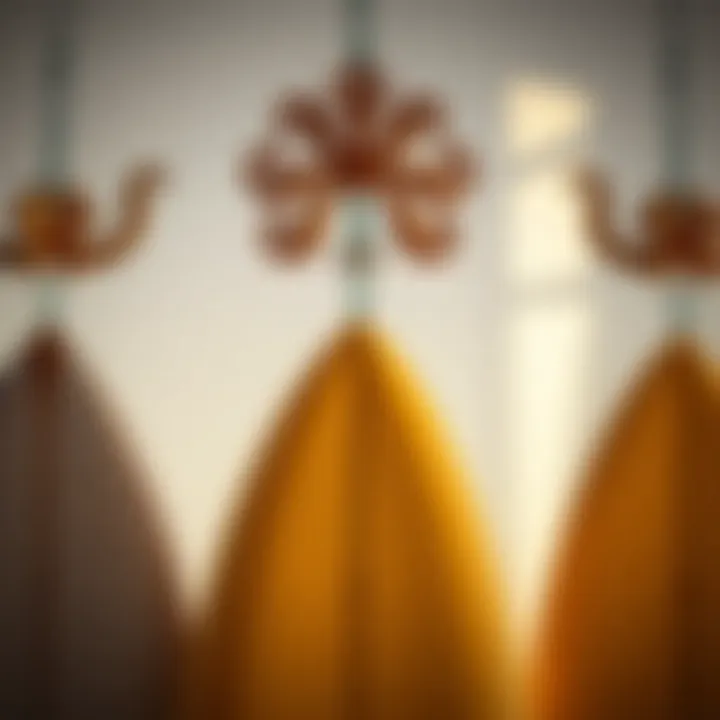 Close-up of a surfboard hanger with a decorative touch