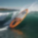 A close-up of a wakesurf board showcasing its design and fin setup for optimal spin performance.