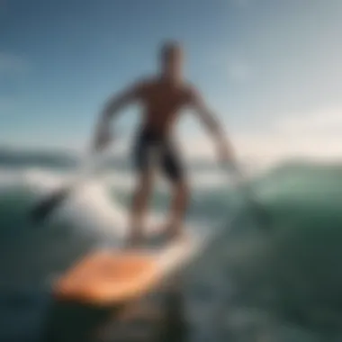 An expert paddle boarder demonstrating advanced techniques on the water