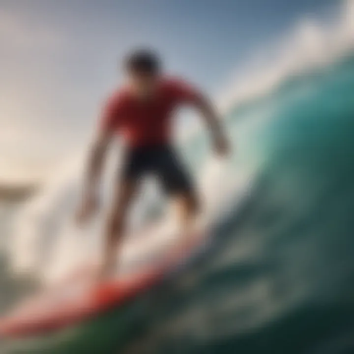 Surfer enjoying a ride on a Raging Bull surfboard