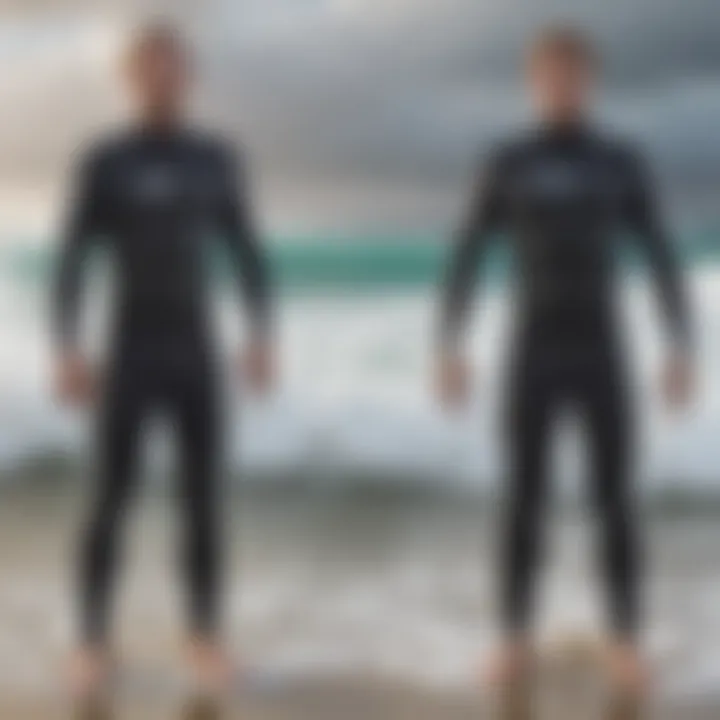 Visual comparison of different sizes of the Rip Curl Peak wetsuit