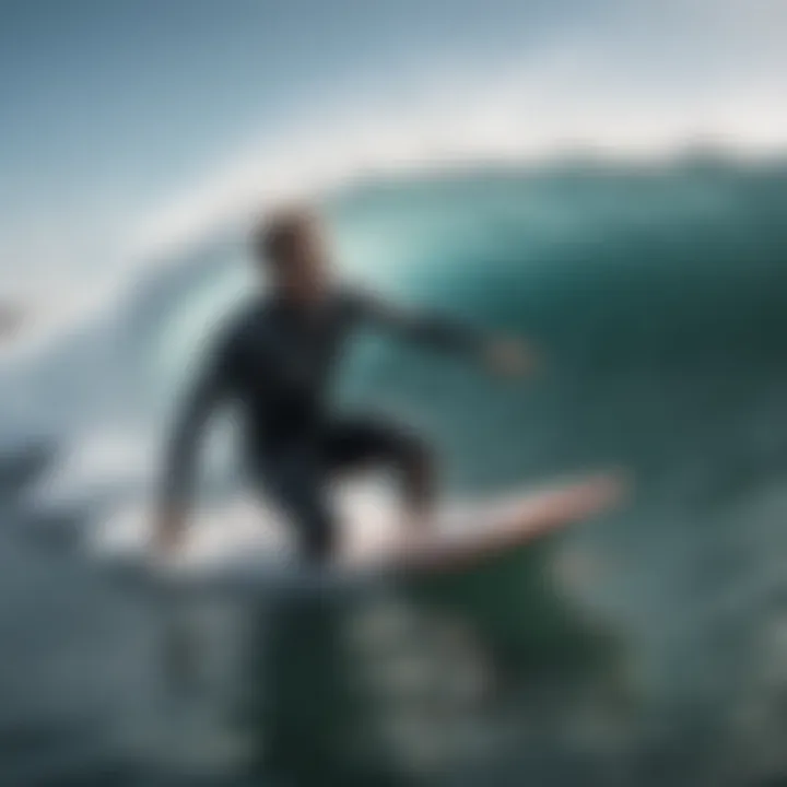 Surfer wearing the Rip Curl Peak wetsuit riding a wave