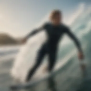 A surfer in action, wearing a perfectly fitted wetsuit