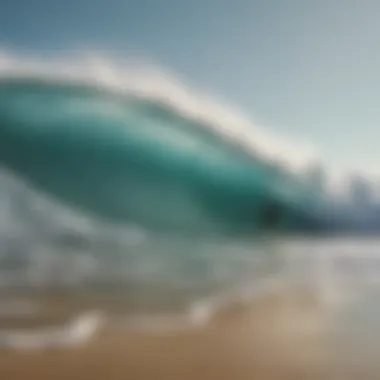 A serene beach scene showing ideal environmental conditions for surfing.