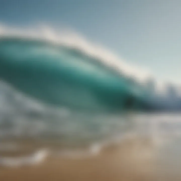 A serene beach scene showing ideal environmental conditions for surfing.